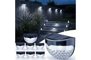 GloBrite - Solar Lights Outdoor Garden - Pack of 8 Outdoor Lights - Waterproof Night Light for Pathway, Patio, Deck, Fence - Solar Security Light with Dusk to Dawn Sensor - Outdoor Lighting
