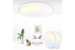 ‎ZEMTY zemty [2 Stück Deckenlampe LED Deckenleuchte Flach Rund - 24W 2100LM 3000K/4500K/6000K Wählbar Modern Badlampe Decke Ultra Dünn Badezimmer Lampe für Flur Balkon Treppe Keller Ø 22 CM