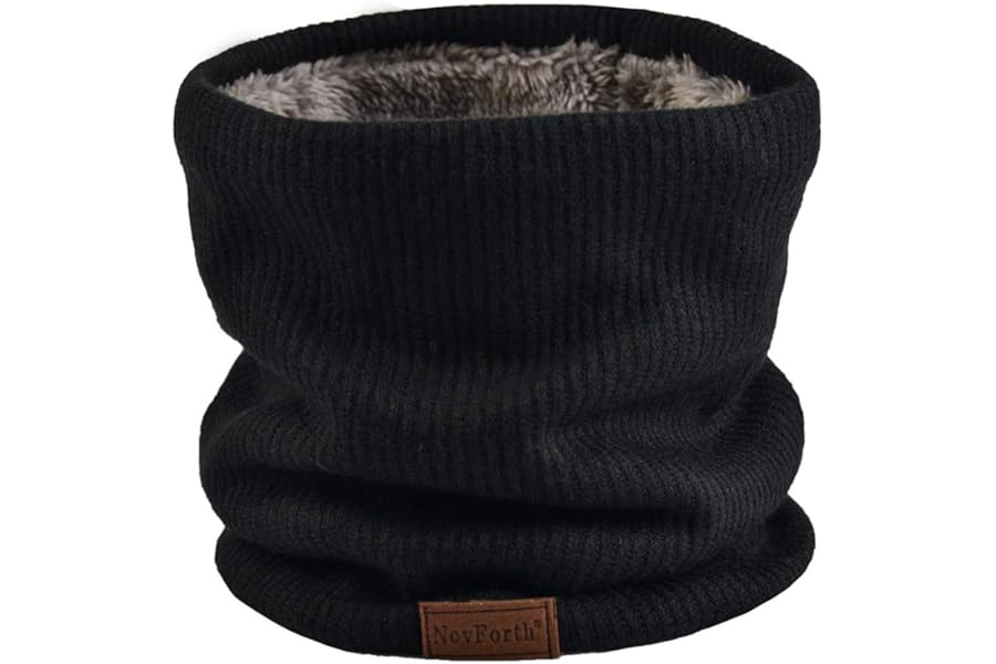 NovForth Winter Neck Warmer Fleece Lined Infinity Scarf Thicken Windproof and Dust Skiing Circle for mens women Double-Layer Fleece Lining Knit