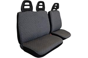 Lupex Shop Set Coprisedili Universali per Furgone 3 Posti misto Cotone poliestere trapuntato, singolo + doppio,Cintura Bassa, colore Grigio