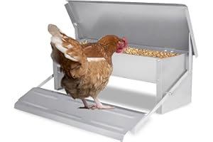 Froadp 5KG Alimentatore Automatico con Piedini Antiratto e Coperchio Impermeabile, Mangiatoia Automatica a Pedale con Apertura Automatica, Mangiatoie in Metallo per Polli Anatre
