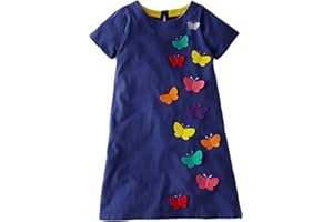 VIKITA Robes Enfant Fille Floral Broderie Coton Princesse Casual 1-8 Ans