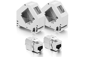 AOOSU Adattatori per Guida DIN RJ45 Keystone da 35 mm, 4pezzi Presa di Rete Ethernet LAN, Adattatore Barra DIN, Adatti per Moduli Keystone Cat.5e Cat.6/6a, Montaggio Semplice