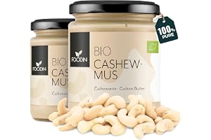 FOODIN Ekologiskt Cashewsmör – 100% Naturella Cashewnötter, Krämigt Nötsmör Utan Tillsatser (2 x 250g)