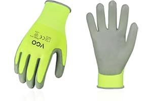 Vgo... 5 paia Guanti Lavoro Rivestiti Nitrile, Guanti da Giardinaggio Bricolage Meccanico Spalmato Poliuretano con Palmo Impermeabile PU2103, S