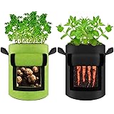 SOSTUDIO Grow Bags 2 Pack 10 Gallon Potato Growing Bags Potato Planting Bag with Flap and Handles for Potato/Tomato/Carrot Ve