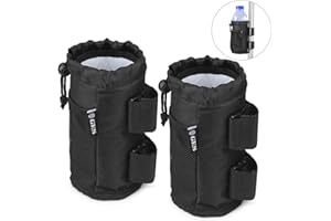 GES Lot de 2 porte-gobelets UTV pour poussette avec poche en maille et verrou de cordon, porte-gobelets pour VTT, poussette, fauteuil roulant, scooter, bateau et chariot de golf (noir)