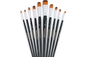 Transon Synthetic Filbert Paint Brush Set 10pcs for Acrylic Watercolour Gouache Art Painting and Craft Painting