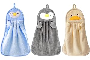 WHGHNCQ 3 Toallas de Microfibra absorbentes para niños con Formas de Dibujos Animados,Toallas de Mano de Animales Lindos, absorbentes, para Colgar y secar a Mano,Toalla de Secado rápido para niños y Adultos