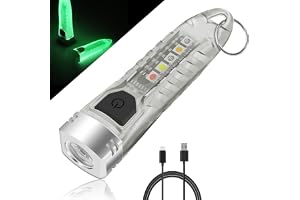 MVIOCS V1 Mini ficklampor LED nyckelring 400 lm kraftfull 12 lägen med UV röd blå gul lateralt ljus uppladdningsbar nödlampa