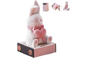 EHOTER Time Piece Calendario 3D 2024 con luces LED Tear-Away 3D Paper Art Bloc de notas creativo 3D Bloc de notas Artsy Pad Calendario de escritorio Tallado Regalo Decoración de escritorio (conejito)