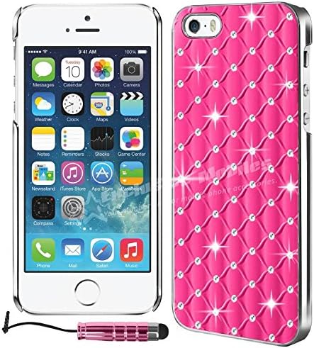 MobileConnect4U® Hot Pink Diamond Bling Glitter Wallet For iPhone 5/5S - PU Leather Wallet Stand Cover Includes Screen Protector & Stylus