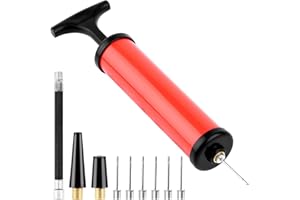 RISVOWO Bomba para Balones, Bomba para Llevar con 6 Agujas, 2 boquillas y 1 Manguera, Bomba de Balón para fútbol, Rugby, Voleibol, Baloncesto, Balonmano, Globo