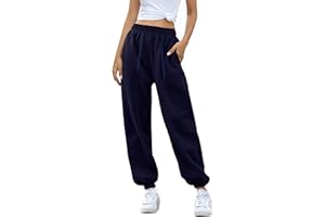 Oyamiki Joggers for Women UK Baggy Sweatpants Casual Tracksuit Bottoms Drawstring High Waisted Trousers Comfy Fleece Lined Pants with Pockets