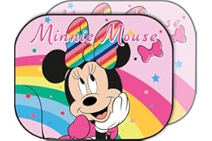 Tataway Coppia tendine laterali parasole auto Minnie rosa 44x35cm– Protezione solare laterale con grafica ufficiale Disney | Accessorio auto per bambina