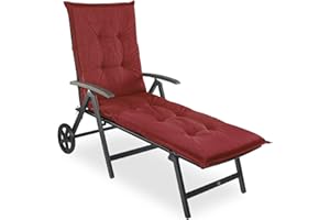 sunnypillow Liegenauflage 190 x 60 - Auflage Sonnenliege Polster für Gartenliege extra dick 9cm - Polsterauflagen Outdoor, wasserdicht, UV Lichtecht für Gartenmöbel Liegestuhl Liegen - Rot