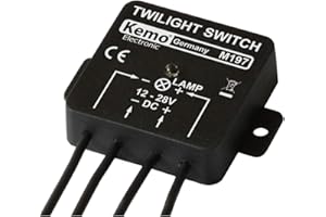 Kemo Interruttore crepuscolare M197 12 – 28 V/DC, max. 5 A. Accensione e spegnimento automatico al crepuscolo/avvio giornaliero. Per qualsiasi carico elettrico come lampadina, motore o LED