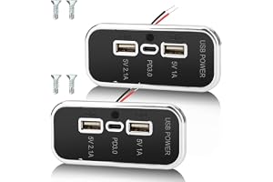 2 st 3 portar 12 V RV USB-uttag 45,5 W, Gibbab PD3.0 Typ-C snabbladdning och dubbel USB-A-port 3,1 A panelväggmontering, billaddare, adapter för husbil, båt, buss, ATV, motorcykel, lastbil