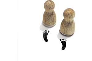 ‎STEMPLINO Stemplino Stempel Motiv 2er Set Fußabdrücke + 2 Fußstempel links + rechts | Holzstempel Wichtel Zubehör | Spuren (12mm) F83+F84