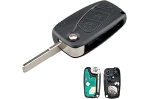 Heart Horse 433Mhz 3 Tasti Ricambio Chiave per Telecomando Auto con ID46 / PCF7946 Chip Compatibile per Fiat Punto Panda 500 Doblo Florino Qubo Grande Evo Guscio con Batteria e Lama (Delphi BSI)