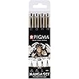 SAKURA Pigma Manga Set of 4 in Sepia | Waterproof, Permanent Ink, Assorted Sizes | Pens for Cartoons & Illustrations