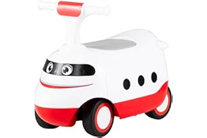 DREAMADE Porteur Enfants, Voiture pour Bébé avec Son de Rugissement de Train et Rangement Caché sous Le Siège pour Garçons et Filles de 18-36 Mois (Blanc)