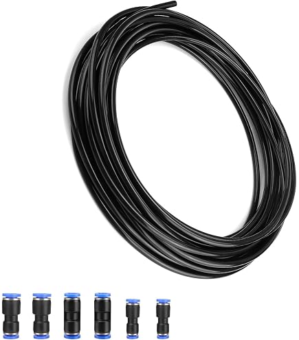 Tuyau Air Polyuréthane PU 6mm/4mm – 10 Mètres Noir Pour Outils Pneumatiques, Compresseurs – Résistant Aux Torsions, Flexible Et Durable