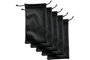 FZSECRIU 5 Pezzi Custodia Occhiali Morbida,Custodia Occhiali,Custodia Occhiali da Sole,Sacchetti per Occhiali, Astuccio Occhiali in Microfibra, Porta Occhiali con Chiusura a Coulisse per Protezione Occhiali