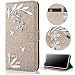 Produktbild Sycode Galaxy S7 Edge Diamant Hülle,Luxus Noble Elegant Galaxy S7 Edge Bling Funkeln 3D Diamant Strass Silber Blumen Muster Kristall Rhinestone Flip Brieftasche Hülle mit Magnetverschluß Kartensteckplätze Stilvoll Handtasche PU Leder Glänzend Flip Wallet Handyhülle Schutzhülle Klapphülle Standfunktion Case Cover für Samsung Galaxy S7 Edge-Gold