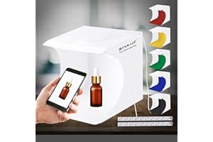 PULUZ - Caja de luz portátil de 20 cm x 20 cm x 20 cm, para fotografía, Estudio fotográfico, Tienda, Mesa Plegable, Mini Kit de iluminación LED con Luces LED integradas y 6 Fondos de Colores