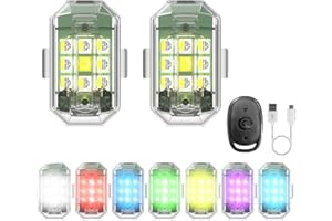 MINSEZHI Lumières de Drone stroboscopiques à LED,lumière stroboscopique à LED sans Fil Haute luminosité,7 Couleurs lumières d'anti-Collision Drone pour Drone télécommandé,Moto,Voiture,vélo (2 pièce)