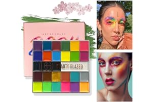 ‎BEAUTY GLAZED 26 Farben Gesicht Körperfarbe Öl Professionelle Flash Nicht-Giftige sichere Kunst Make-up Palette Gesicht Körper Malerei Palette für Kunst Halloween, Partys, Fancy Kleid und Cosplay