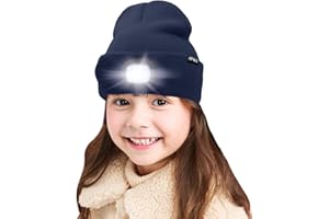 ATNKE Bambini LED Berretto Illuminato Cappelli, USB Ricaricabile 4 LED Torcia Impermeabile Cappelli Notte in Maglia Regali di Natale Leggeri per Ragazze dei Ragazzi