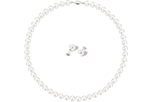 KALVICA Perle Parure Gioielli per Donna Ragazza Set di collane e orecchini di Perle Collana da Donna Bianco Gioielli Sposa Set Festa Compleanno Anniversario Natale San Valentino Regali