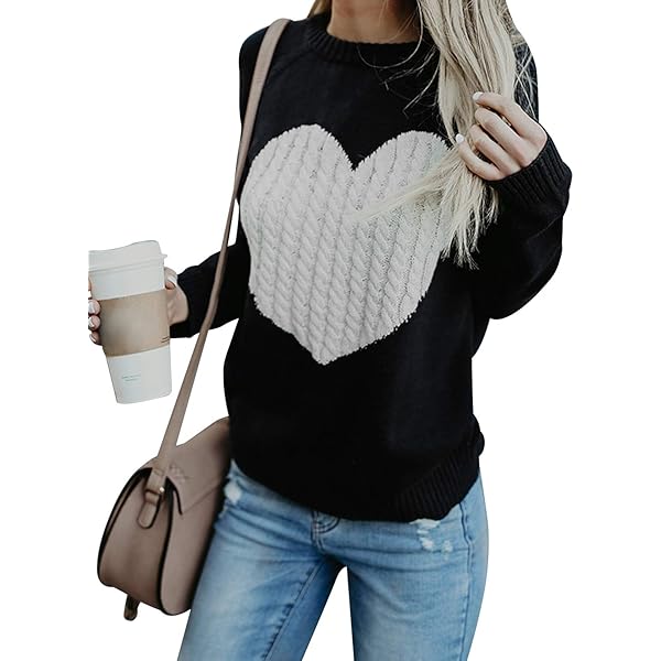 Maglione Donna Oversize In Acrilico - Felpa Con Cuore, Maniche Lunghe, Casual Per Primavera/inverno - Foto 9