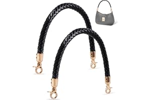MEGAVOW 2 Pièces Poignée Anse en PU Cuir pour Sac à Main, Bandouliere Remplacement pour Sac, Bricolage Sangle de Sac à Mainavec Boucles, Noir, 40cm