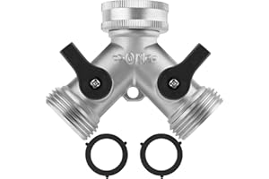 Flintronic Adaptador de Divisor de Grifo 2 Vías, Conector de Válvula en Forma de Y, Divisor de Manguera de 2 Vías para Jardín, 3/4" Estándar Europeo de 2 Vías Válvula Encendido/Apagado, Silvery