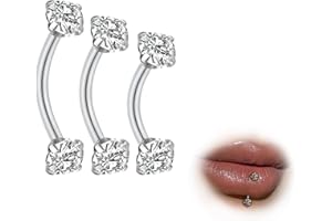 ESHIONER G23 Titane Piercing Arcade Piercing Langue Nombril Piercing Labret Vertical Levre Lip Bar Labret Daith Bananes Homme Femme Hypoallergénique Argent Or 6mm 8mm 10mm 16G 3PCS