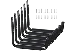 Hosko Crochet Velo Mur, 22cm Crochets Velo Crochet Garage de Stockage avec Le Bras Jumbo, Mural Utilitaires avec Revêtement Anti-Dérapant (6Pcs, Noir)