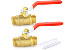 ERGAOBOY 2 Pcs 1/2" BSP Male to Male Brass Ball Valve with 2 Pcs 1/2" Male to Male Brass Connectors,Fit for Pipe Fittings Connection