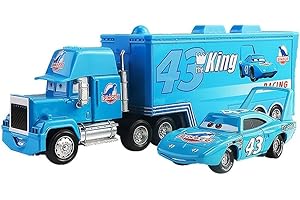 LOHOM Camion et Voiture de Course Enfant, Cars Jouet 2 Pièces Set Véhicules, Figurine, Transporteur, Modèle de Voiture, Cadeaux Parfaits pour Enfant Anniversaire/Récompense