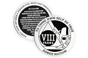 MyRecoveryStore Silver and Black Pirate Alcoholics Anonymous AA Chip w/Coin Capsule AA Yearly Medallion 1-50 Years (Year 1)