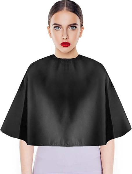 LOPHE Capas de Peluquería, Capa de Peluquería Negra, Impermeable Capa de Peluquería con Cepillo y Peineta, Capas de Barbero para Uso en Estudio y Hogar - 1