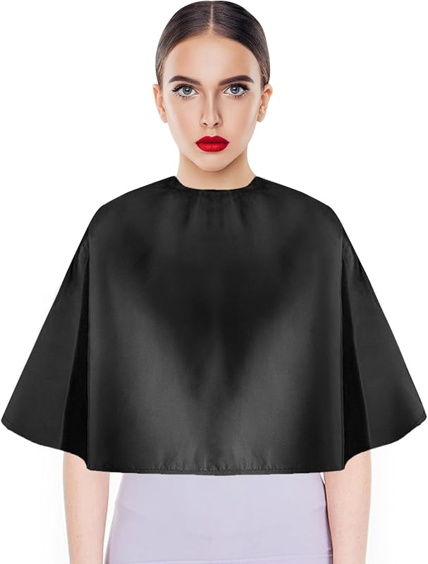 LOPHE Capas de Peluquería, Capa de Peluquería Negra, Impermeable Capa de Peluquería con Cepillo y Peineta, Capas de Barbero para Uso en Estudio y Hogar