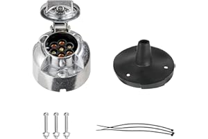 ‎BEIJISTAR BEIJISTAR Anhänger Steckdose 7 Polig Metall mit Gummidichtung, nach ISO 1724, 12V Wasserdichter 7 Poliger Anhängersteckdose, 7 Polige Steckdose, für PKW LKW RV Anhänger(Aluminiumlegierung)