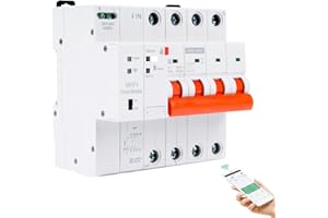 DEWINLVD Disyuntor inteligente wifi 63A 380V 4P Magnetotermico Medidor de consumo electrico wifi Temporizador con proteccion de baja tension sobrecarga reconexion TUYA APP mando a distancia.