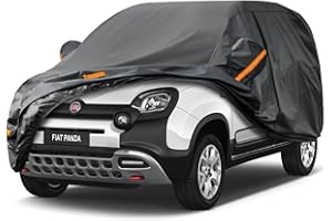 Kayme Telo Copriauto da Esterno, Compatibile con Fiat Panda (2011-2025), Copertura a 7 Starti per Impermeabile Anti UV Anti Vento Antipolvere, Telo Copri con Cerniera e in Cotone.