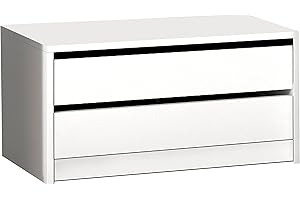 duehome | Cajonera Armario Dos cajones, Mueble Auxiliar Almacenamiento Dormitorio, Modelo Uniq, Color Blanco, Medidas: 77 cm (Largo) x 38 cm (Alto) x 45 cm (Fondo)