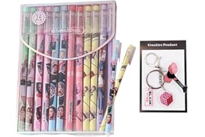 CWED 12 BLACKPINK Penne Cancellabili Penna Gel Animali Kpop Regali per BP Penne Kawaii Include 1 portachiavi Regalo Festa Bambini per Scuola Elementare Adulti Studenti Scuola Ufficio