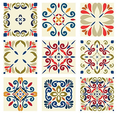 typeDESIGNS Fliesen-Aufkleber Set PORTUGIESISCH-2 Fiesen-Sticker- Dekor-Fliesen für Küche & Bad Dekoration | Design-Folie - DOIT-YOURSELF RENOVIEREN | Sticker-Fliesen | Fliesen-Folie (7 x 7 cm)